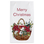 メリークリスマスウォーターカラーポインセチアフローラ スモールペーパーバッグ (裏面)
