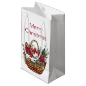 メリークリスマスウォーターカラーポインセチアフローラ スモールペーパーバッグ (正面アングル)