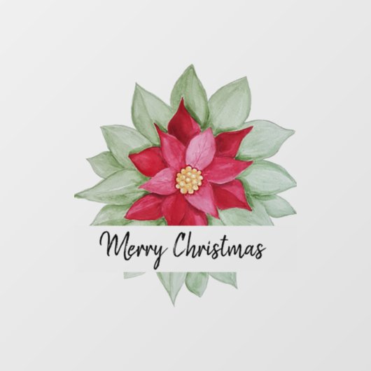 メリークリスマスウォーターカラーポインセチア絵を描ハンド ウィンドウサイン (シート)