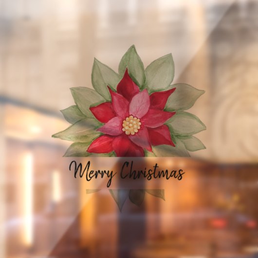 メリークリスマスウォーターカラーポインセチア絵を描ハンド ウィンドウサイン (シート2)
