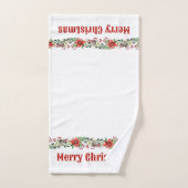 メリークリスマスウォーターカラーポインセティアスとベリー バスタオルセット (ハンドタオル)