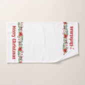 メリークリスマスウォーターカラーポインセティアスとベリー バスタオルセット (ハンドタオル)