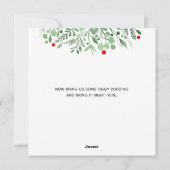 メリークリスマスウォーターカラーリースホリデーカード シーズンカード (裏面)