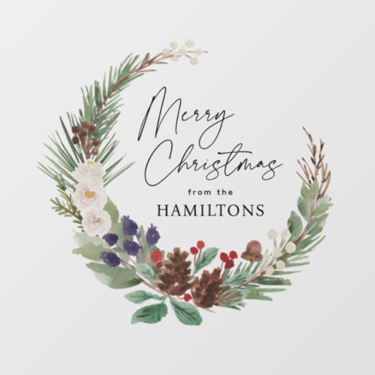 メリークリスマスウォーターカラーリーフリース ウィンドウサイン (シート)