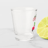 メリークリスマスウォーターカラーレッドピックアップトラックツリー ショットグラス (左)