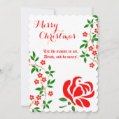 メリークリスマスウォーターカラーレッドローズフローラ シーズンカード (正面)