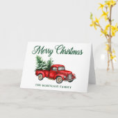 メリークリスマスウォーターカラーヴィンテージトラック折り畳み カード (黄色い花)