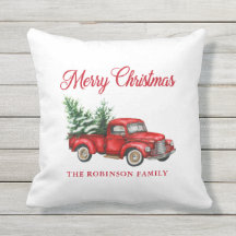 メリークリスマスウォーターカラーヴィンテージレッドトラックポーチ