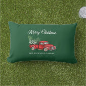 メリークリスマスウォーターカラーヴィンテージレッドトラックポーチ アウトドアクッション (芝生)