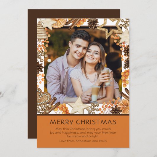 メリークリスマスウォーターカラー冬のフローラ写真 (正面/裏面)