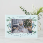 メリークリスマスウォーターカラー植物系ホリデーフォト シーズンカード (スタンド正面)