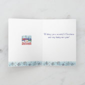 メリークリスマスウォーターカラー雪だるまスケッチ シーズンカード (内部)