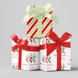 メリークリスマスウォーターストッキングカスタム ラッピングペーパーシート