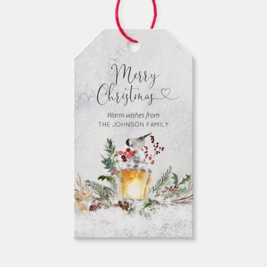 メリークリスマスウォーターパーソナライズされたカラー ギフトタグ (正面)