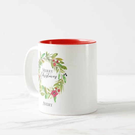 メリークリスマスウォーターリースカスタム ツートーンマグカップ (正面左)