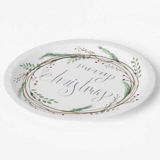 メリークリスマスウォーターリース ペーパープレート (アングル)