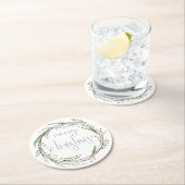 メリークリスマスウォーターリース ラウンドペーパーコースター (インサイチュ)