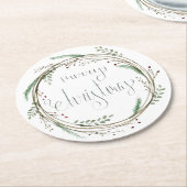 メリークリスマスウォーターリース ラウンドペーパーコースター (アングル)