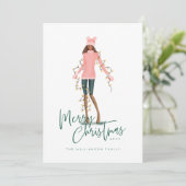 メリークリスマスウォーター包まれたカラーの女の子 シーズンカード (スタンド正面)