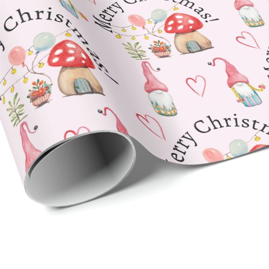 メリークリスマスウォーター格言とキノコ ラッピングペーパー (ロールコーナー)
