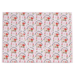 メリークリスマスウォーター格言とキノコ ラージペーパーバッグ