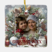メリークリスマスウォーター素朴カラー写真 セラミックオーナメント (正面)