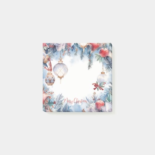 メリークリスマスウォーター縁どカラー装飾 ポストイット (正面)