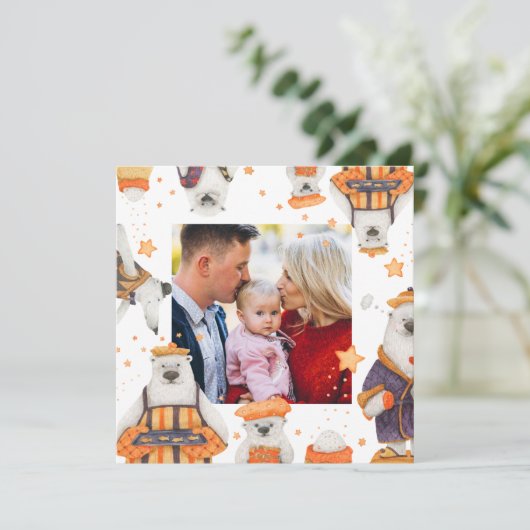 メリークリスマスウォーター色かわいいホッキョクグマの写真 (スタンド正面)