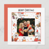 メリークリスマスウォーター色かわいいホッキョクグマの写真 (正面/裏面)