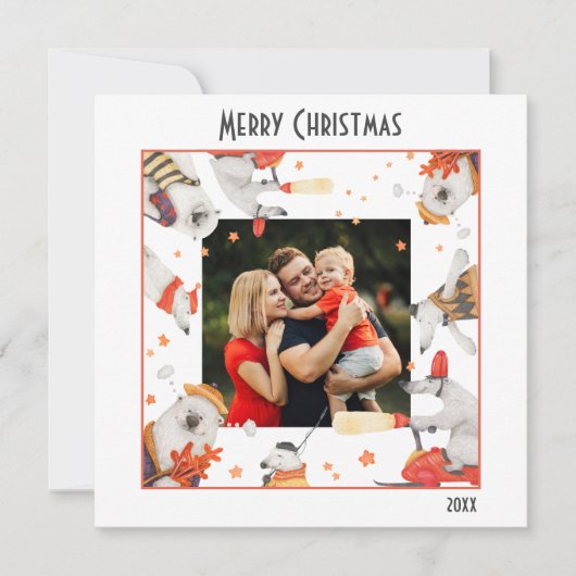 メリークリスマスウォーター色かわいいホッキョクグマの写真 (正面)