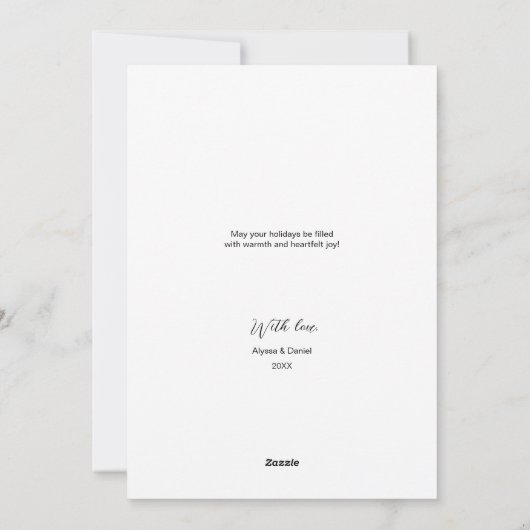 メリークリスマスウォーター色の緑のカップルの写真 シーズンカード (裏面)