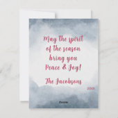 メリークリスマスウォーター色の鹿林の雪のシーン シーズンカード (裏面)