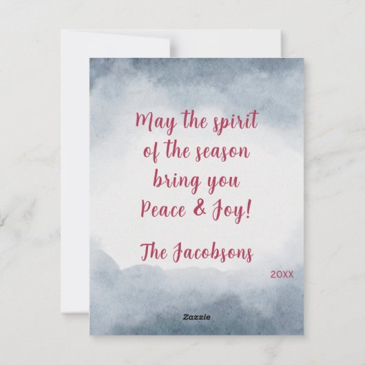 メリークリスマスウォーター色の鹿林の雪のシーン シーズンカード (裏面)