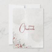 メリークリスマスウォーター色ウィンターベリー非写真 サンキューカード (正面)