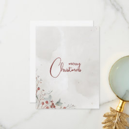 メリークリスマスウォーター色ウィンターベリー非写真 サンキューカード