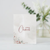 メリークリスマスウォーター色ウィンターベリー非写真 シーズンカード (スタンド正面)