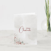 メリークリスマスウォーター色ウィンターベリー非写真 シーズンカード (正面)