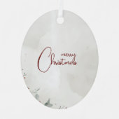 メリークリスマスウォーター色ウィンターベリー非写真 メタルオーナメント (正面)
