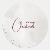 メリークリスマスウォーター色ウィンターベリー非写真 ラウンドシール (正面)