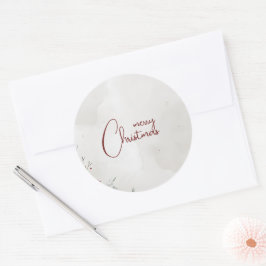 メリークリスマスウォーター色ウィンターベリー非写真 ラウンドシール