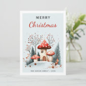 メリークリスマスウォーター色ウッドランド写真 シーズンカード (スタンド正面)