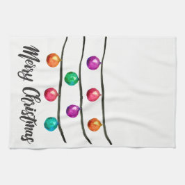 メリークリスマスウォーター色オーナメント キッチンタオル