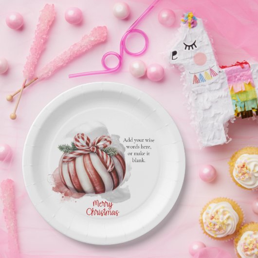 メリークリスマスウォーター色キャンディケーンキャンディ ペーパープレート (パーティー)
