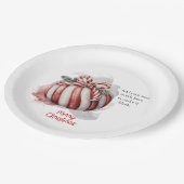 メリークリスマスウォーター色キャンディケーンキャンディ ペーパープレート (アングル)