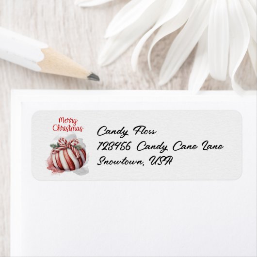 メリークリスマスウォーター色キャンディケーンキャンディ ラベル (インサイチュ)