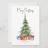 メリークリスマスウォーター色クリスマスツリーカード カード (正面)