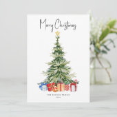 メリークリスマスウォーター色クリスマスツリーカード カード (スタンド正面)