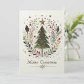 メリークリスマスウォーター色クリスマスツリーファミリー シーズンカード (スタンド正面)