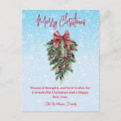メリークリスマスウォーター色クリスマスツリー雪 ポストカード (正面)