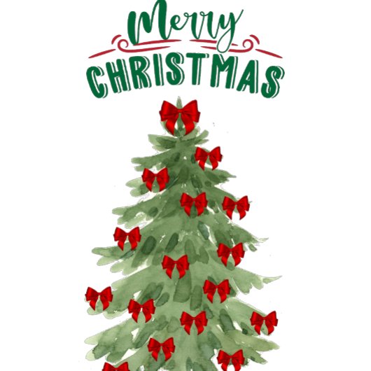 メリークリスマスウォーター色クリスマスツリー サンキューカード